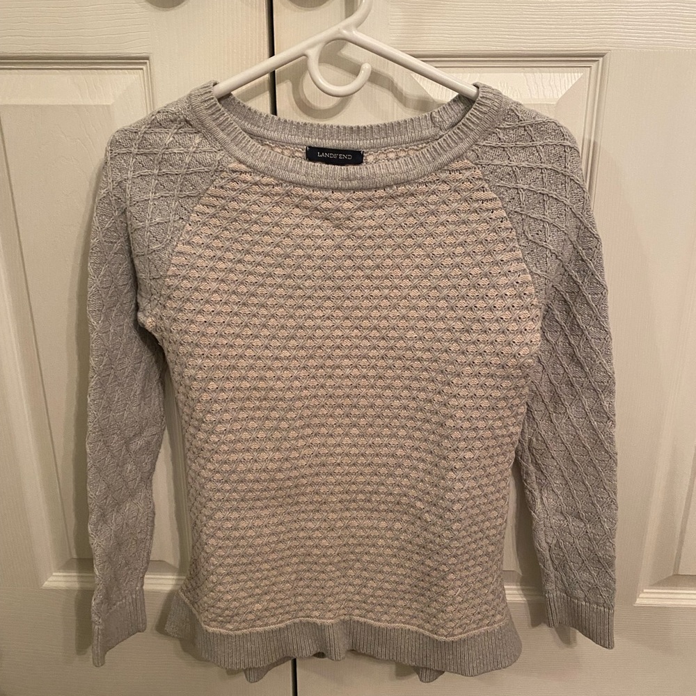 Lands' End Women's Gray/Tan Sweater